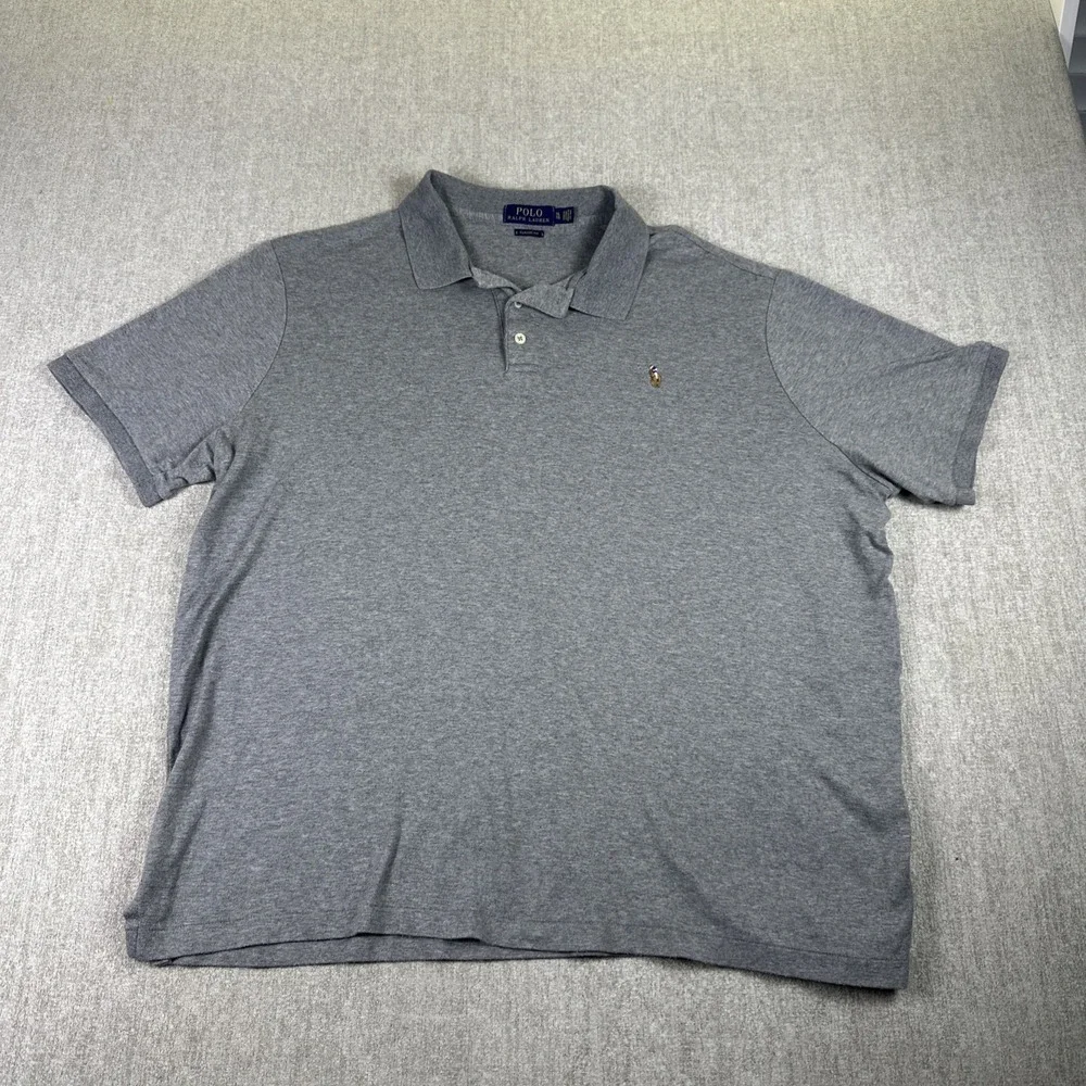 Polo Ralph Lauren Polo‎ Shirt Men XL Gray Classic Fit Short Sleeve Pony Logo
